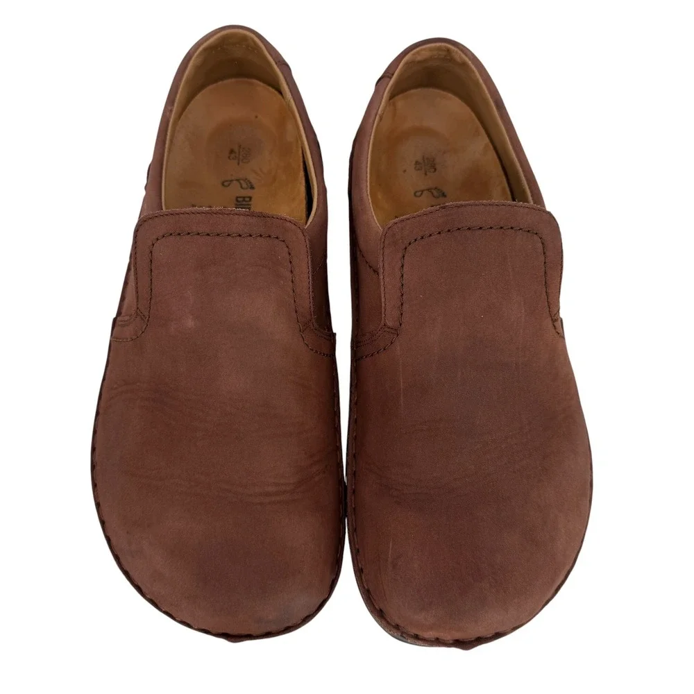 Birkenstock Slip On Loafer Shoe Mens 43 10 Wide Brown Nubuck Leather Comfort